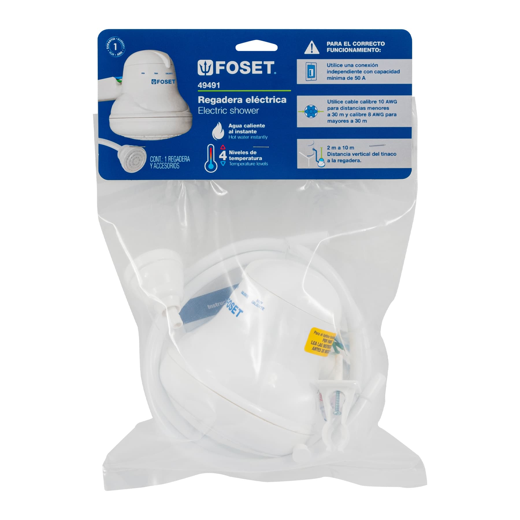 Regadera Eléctrica 4 Temperaturas, Repuesto Resistencia Y Brazo Para Instalación