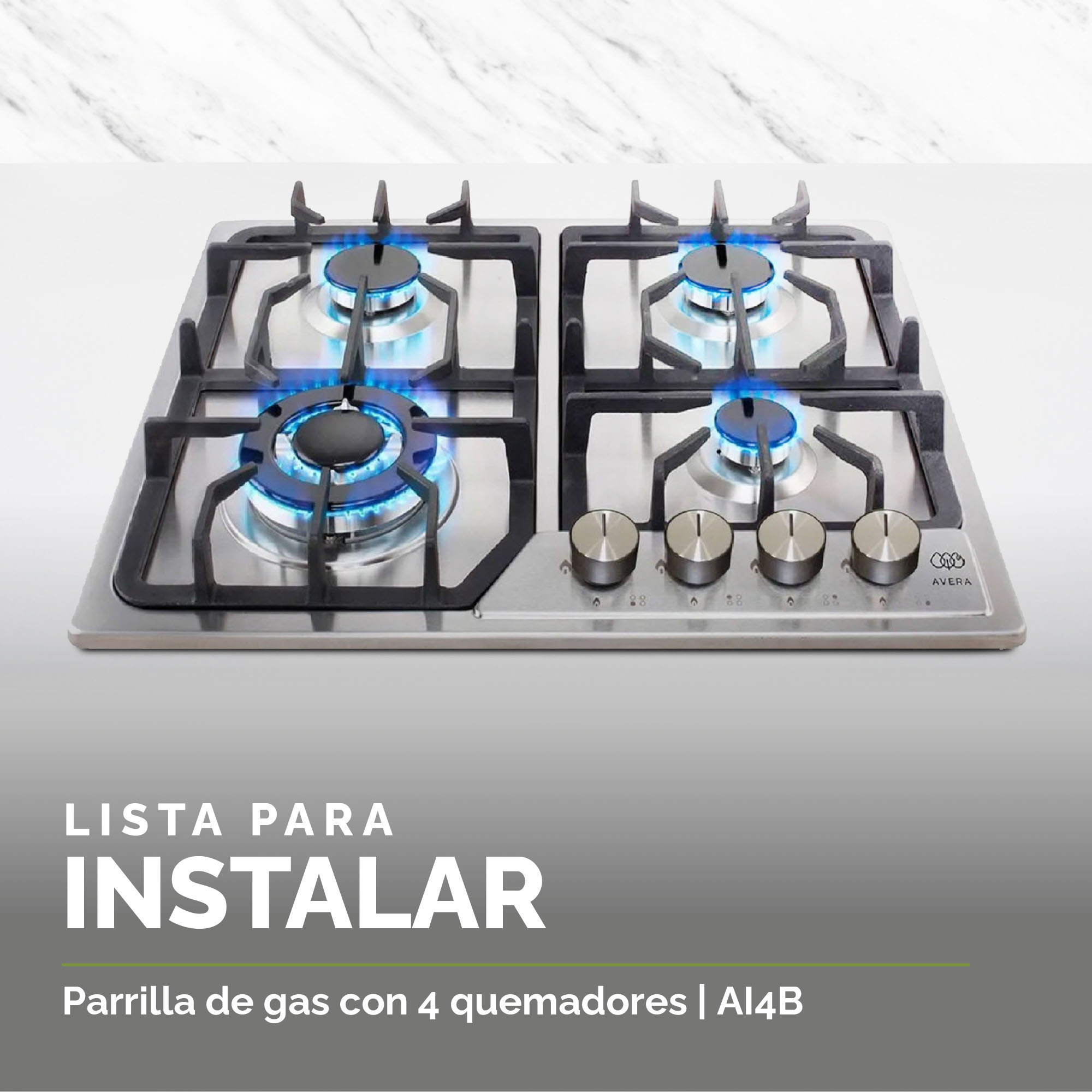 Parrilla de Gas Acero Inoxidable con 4 Quemadores  Avera AI4B
