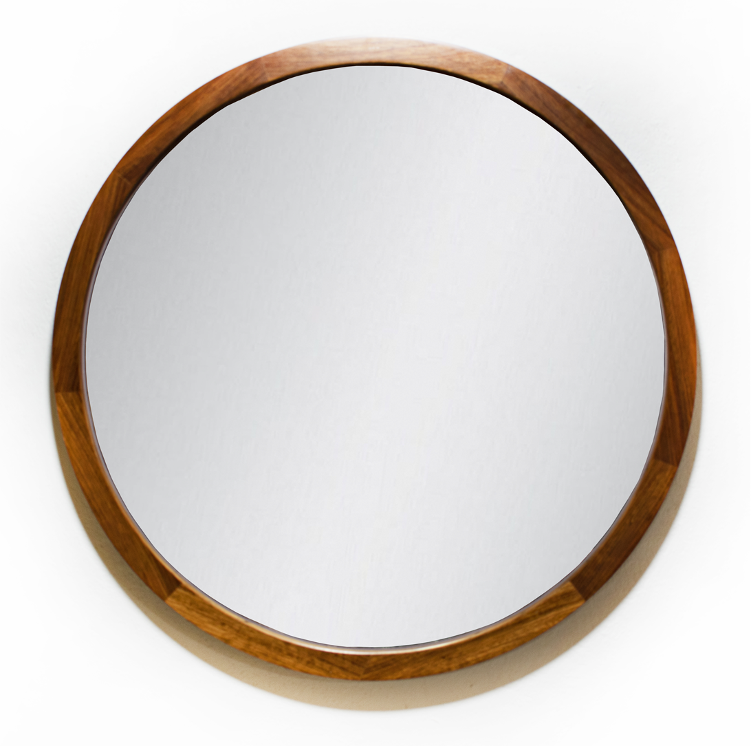 Espejo Redondo Con Marco De Madera Tzalam 45 cm acabado natural