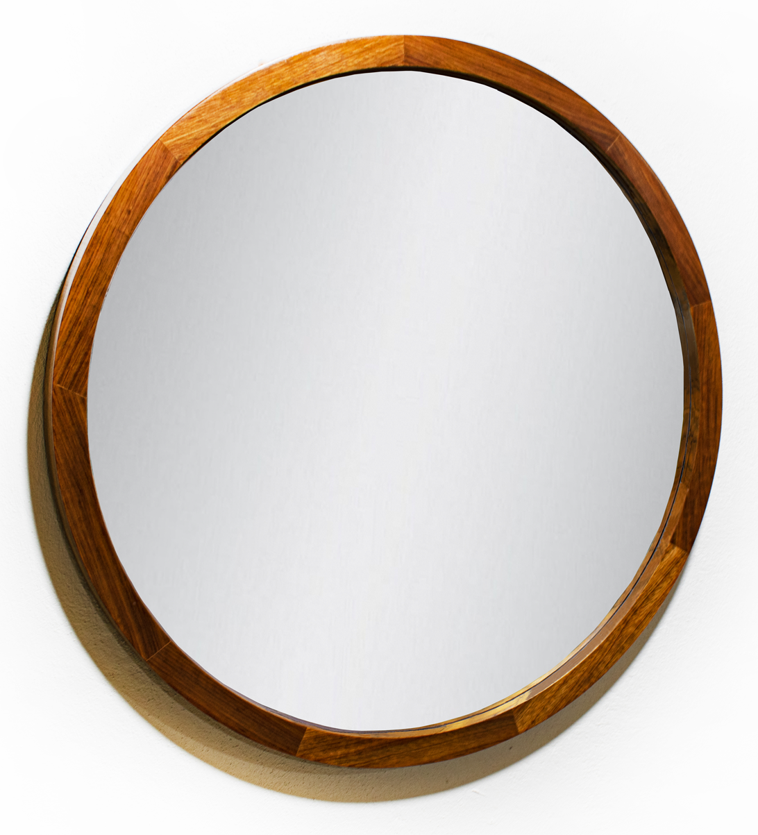 Espejo Redondo Con Marco De Madera Tzalam 45 cm acabado natural