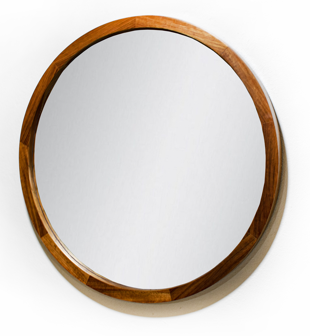 Espejo Redondo Con Marco De Madera Tzalam 45 cm acabado natural