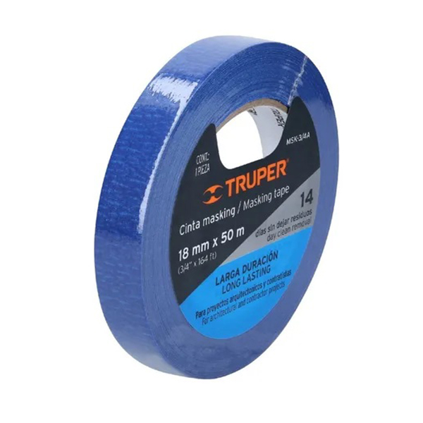 Cinta masking tape azul de 3/4 x 50 m Truper