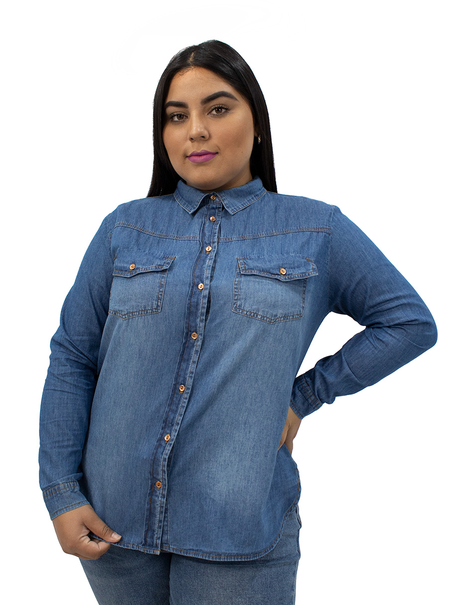 Blusa Talla Extra Locura Camisera Mezclilla
