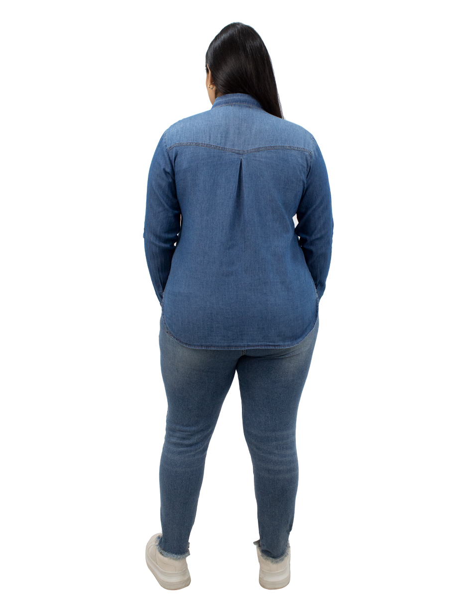 Blusa Talla Extra Locura Camisera Mezclilla