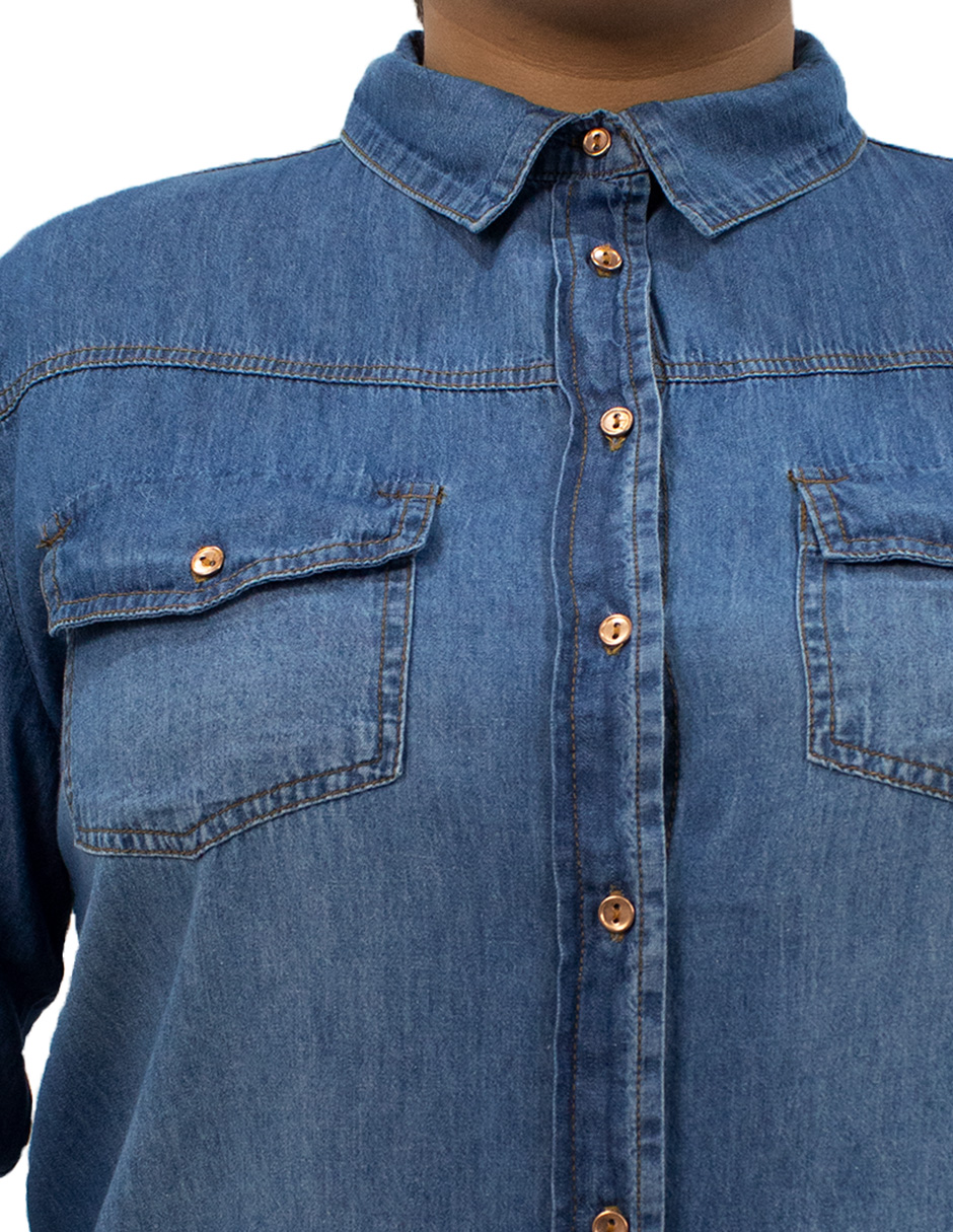 Blusa Talla Extra Locura Camisera Mezclilla