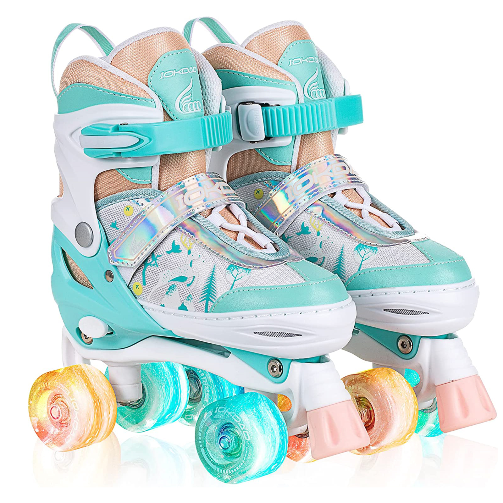 Patines 4 Ruedas Altera Doble Fila con Luz LED para Niñas y Niños Talla Ajustable