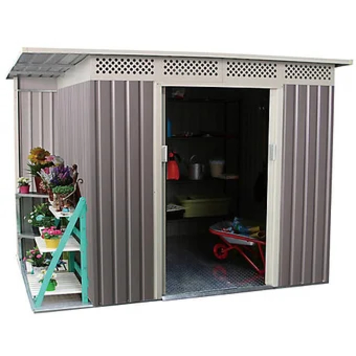 Bodega exterior de jardín con alero Ergo Gris