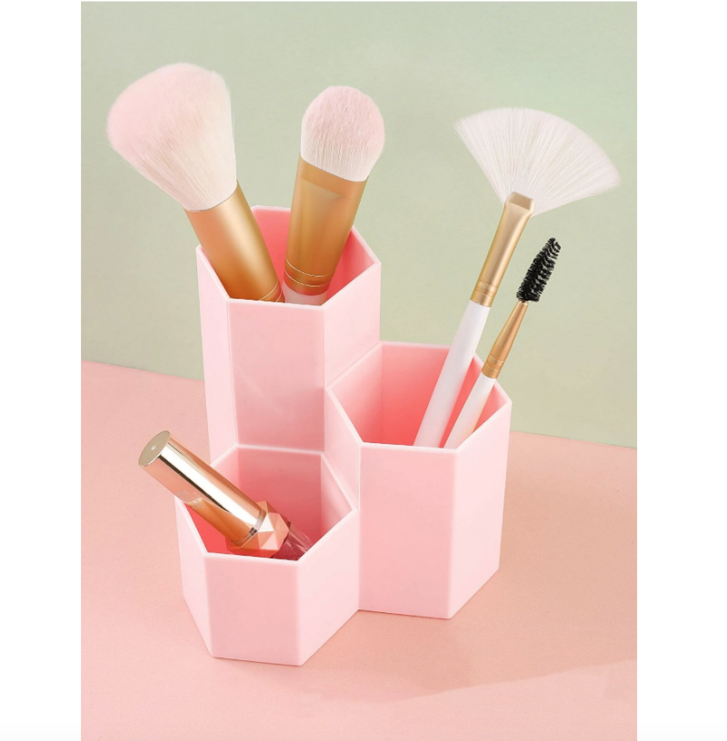 Organizador Base Triple Para Brochas De Maquillaje Plástico