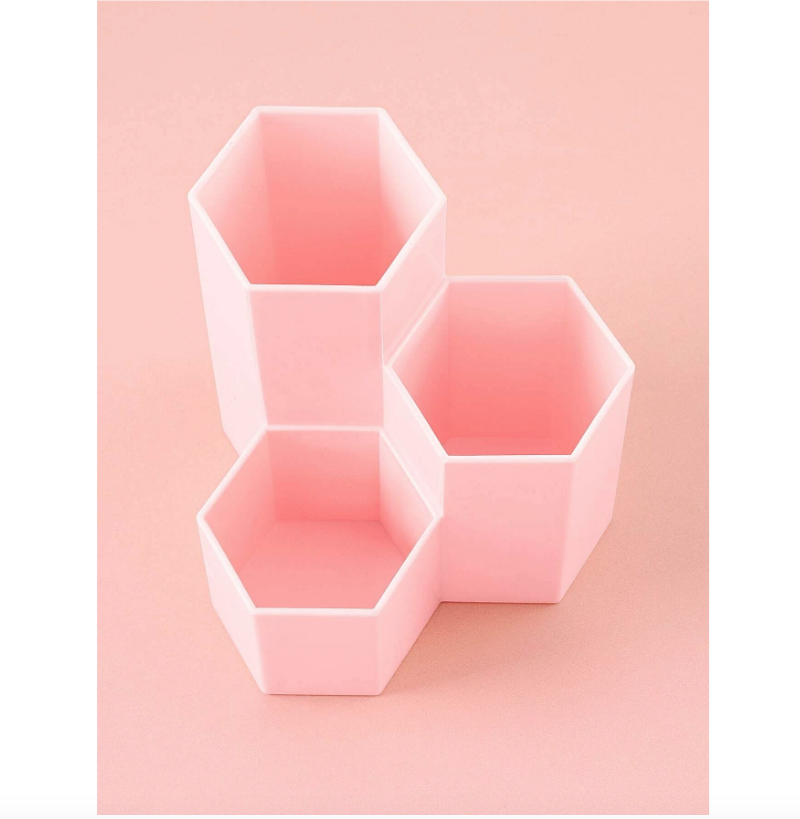 Organizador Base Triple Para Brochas De Maquillaje Plástico