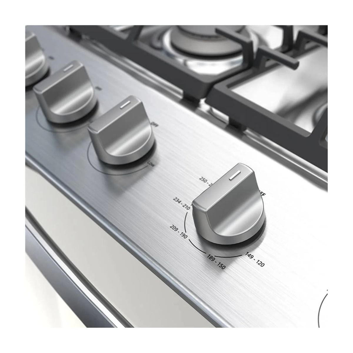 Estufa 30" de gas 6 quemadores gris marca whirlpool.