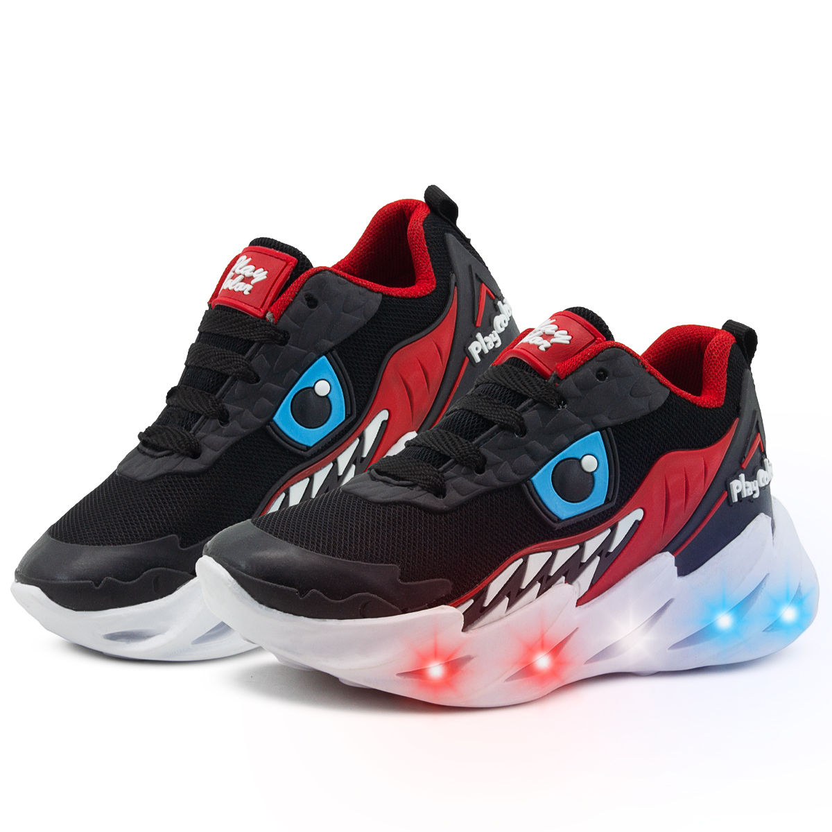 Tenis Moda Infantil Niño Tiburon Luces Led Impacto Colores