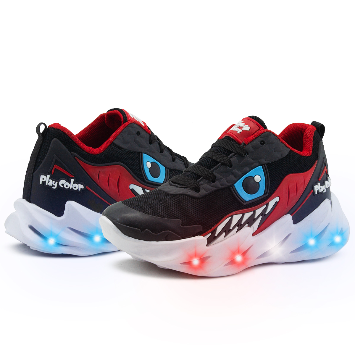 Tenis Moda Infantil Niño Tiburon Luces Led Impacto Colores