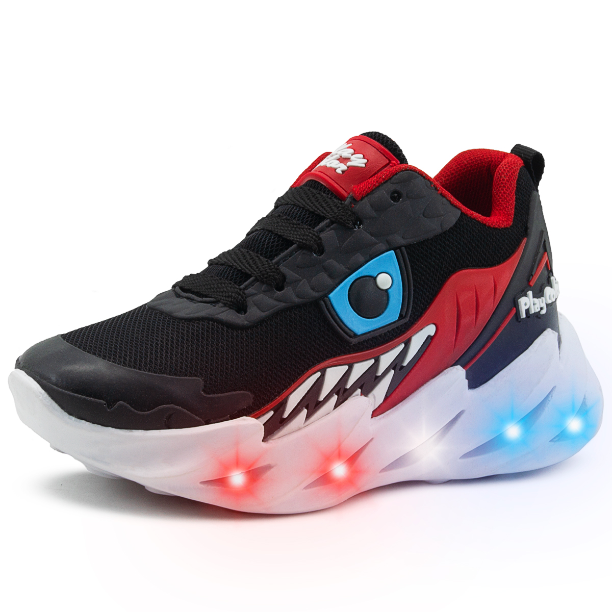 Tenis Moda Infantil Niño Tiburon Luces Led Impacto Colores