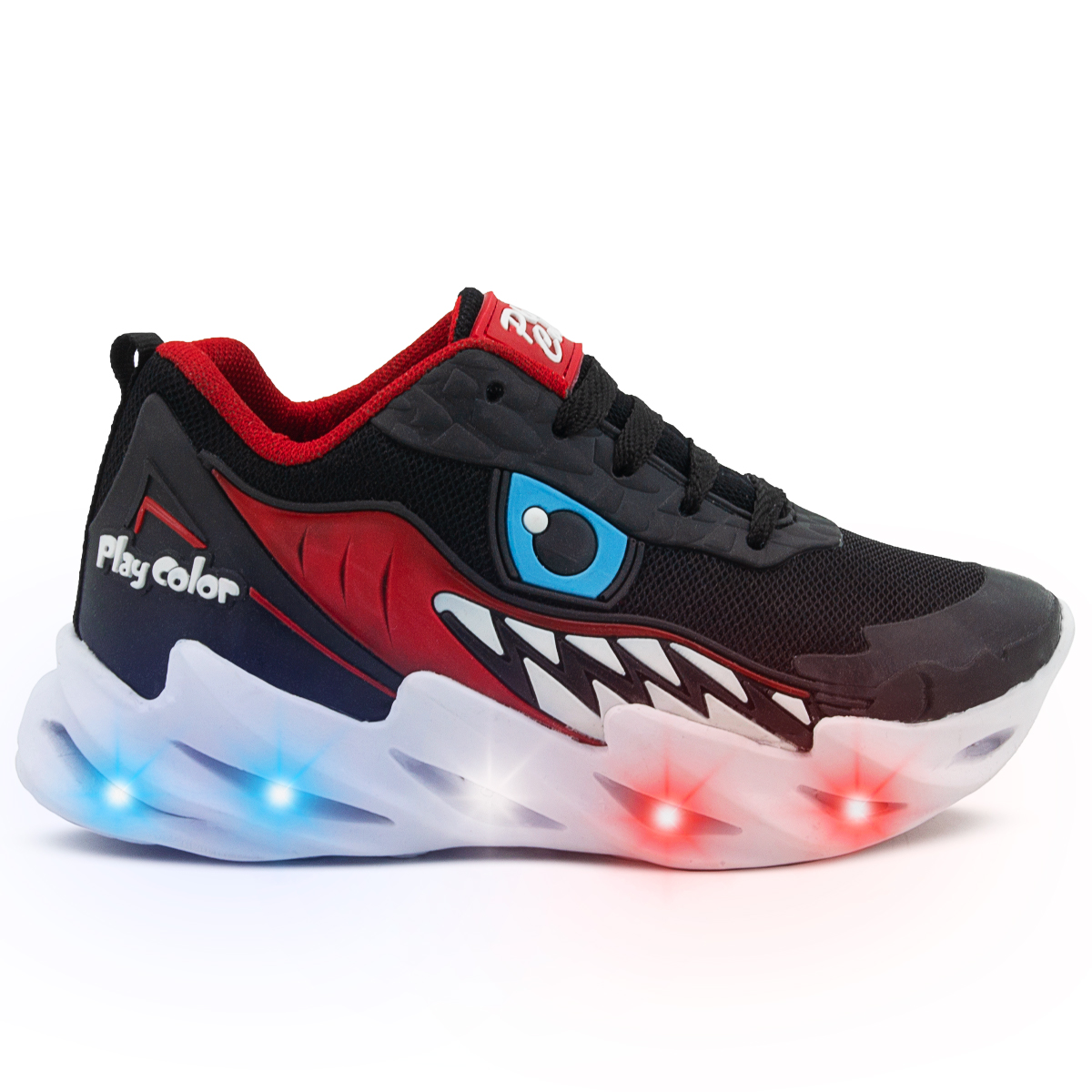 Tenis Moda Infantil Niño Tiburon Luces Led Impacto Colores