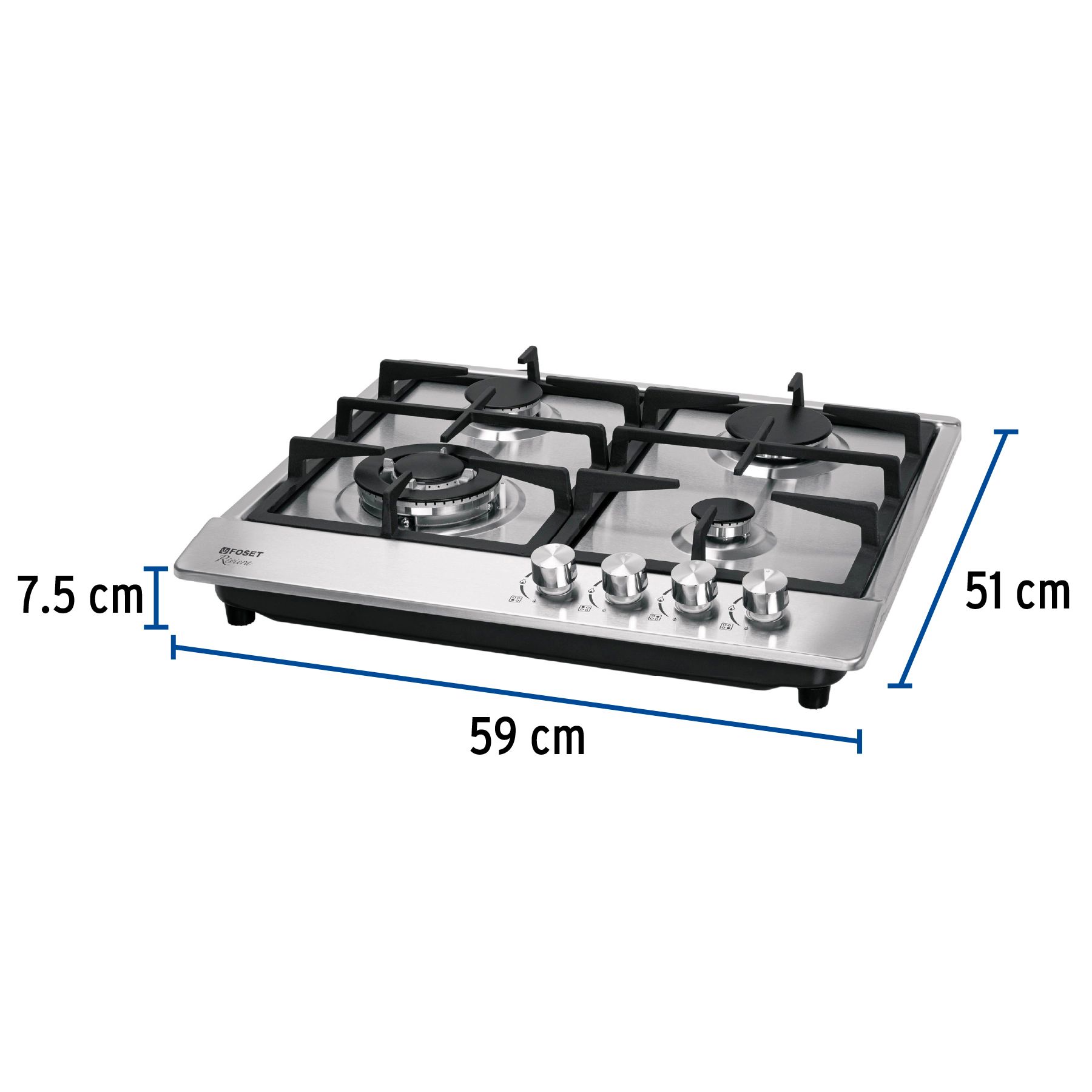 Parrilla de Gas empotrable 4 quemadores Estufa de Acero Inoxidable , foset 