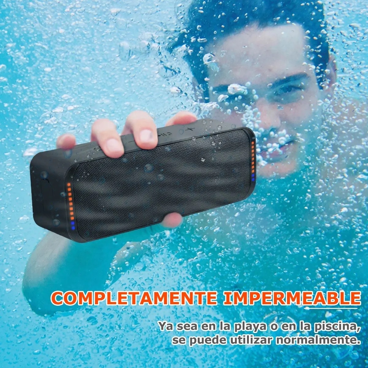 Bocina Bluetooth Inalambrica Portátil Altavoz Bajos Con Luz