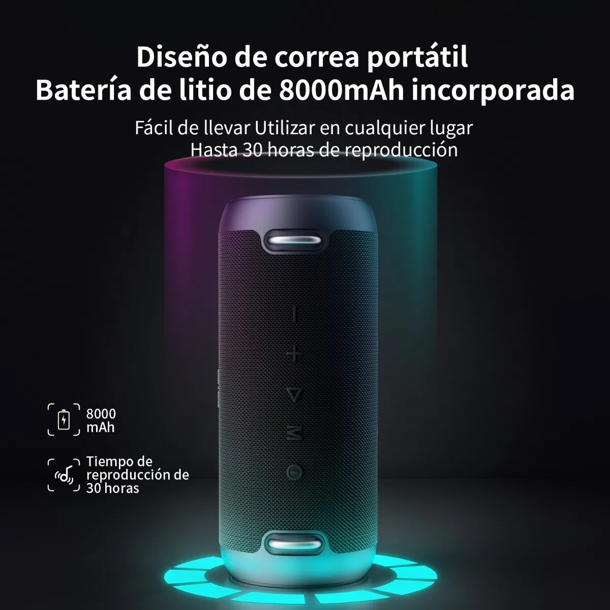 Bocina Portátil Recargable Estéreo Con Bluetooth Negro