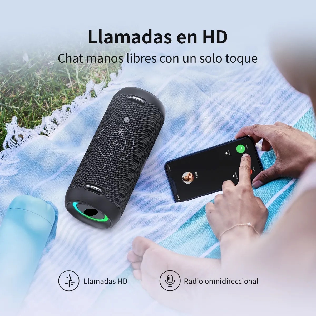 Bocina Portátil Recargable Estéreo Con Bluetooth Negro