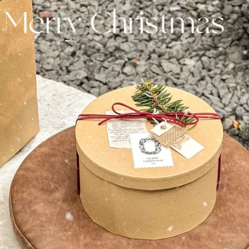 Set 3 Cajas de Cartón Kraft Redonda para Regalos, presente, Fiestas, Cumpleaños, Bodas y guardar sus articulos pequños multiuso
