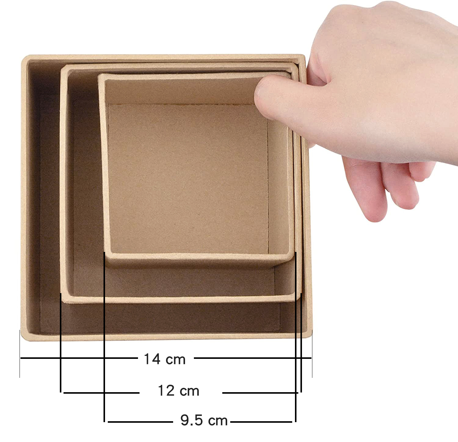 Cajas de Cartón Kraft (Pack de 3) Fácil Ensamblado Cuadrada Presentación para Regalos, presente, Fiestas, Cumpleaños, Bodas y guardar sus articulos pequños multiuso