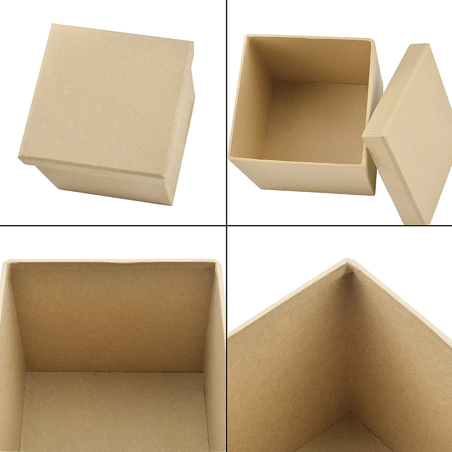 Cajas de Cartón Kraft (Pack de 3) Fácil Ensamblado Cuadrada Presentación para Regalos, presente, Fiestas, Cumpleaños, Bodas y guardar sus articulos pequños multiuso