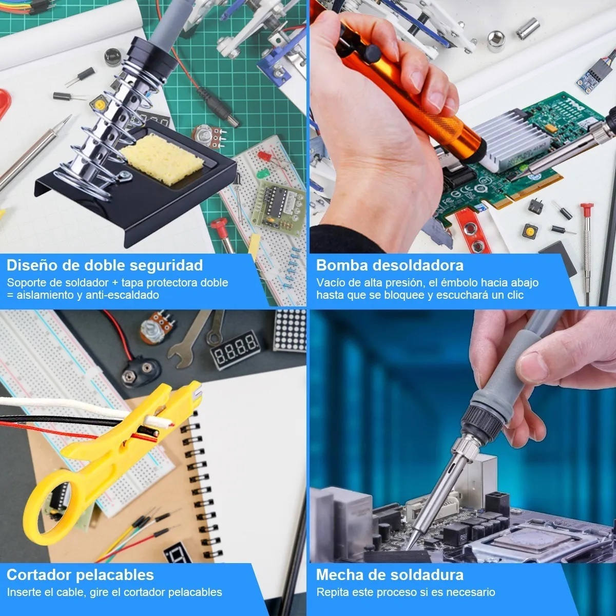 Kit De Herramienta Soldaduras 60w Con Temperatura Regulable