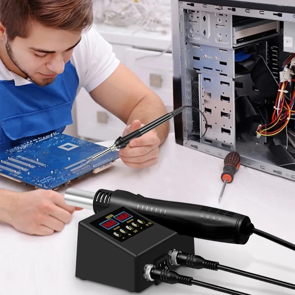 Estación De Cautín Tipo Lápiz Pistola De Calor 2 En 1 600w