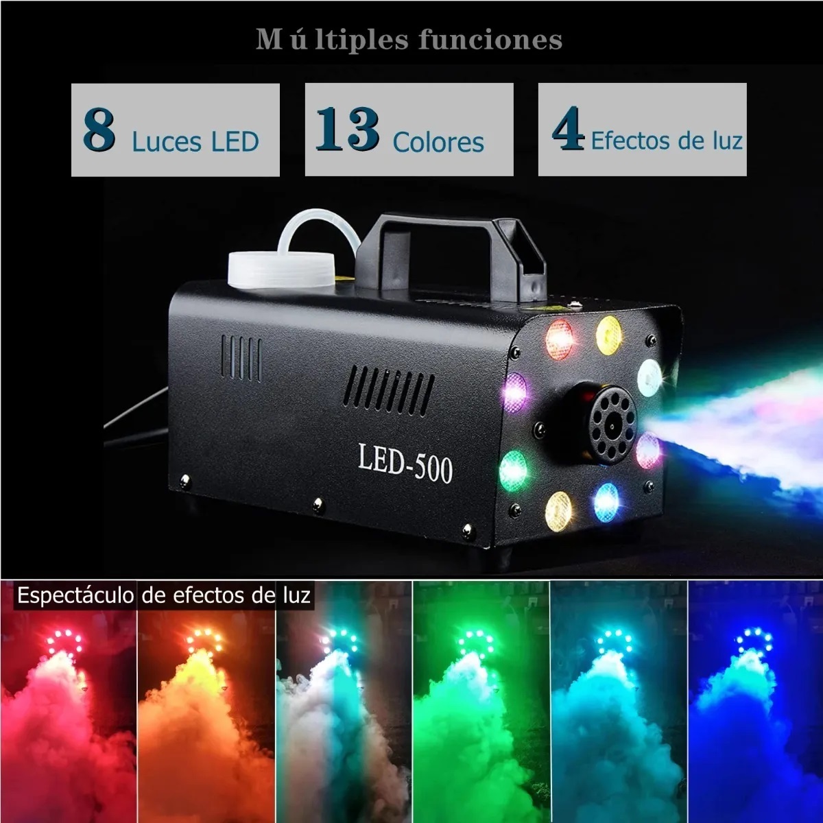 Máquina De Humo Dj 500w Con 8 Luz Led Rgb Efecto De Fuego