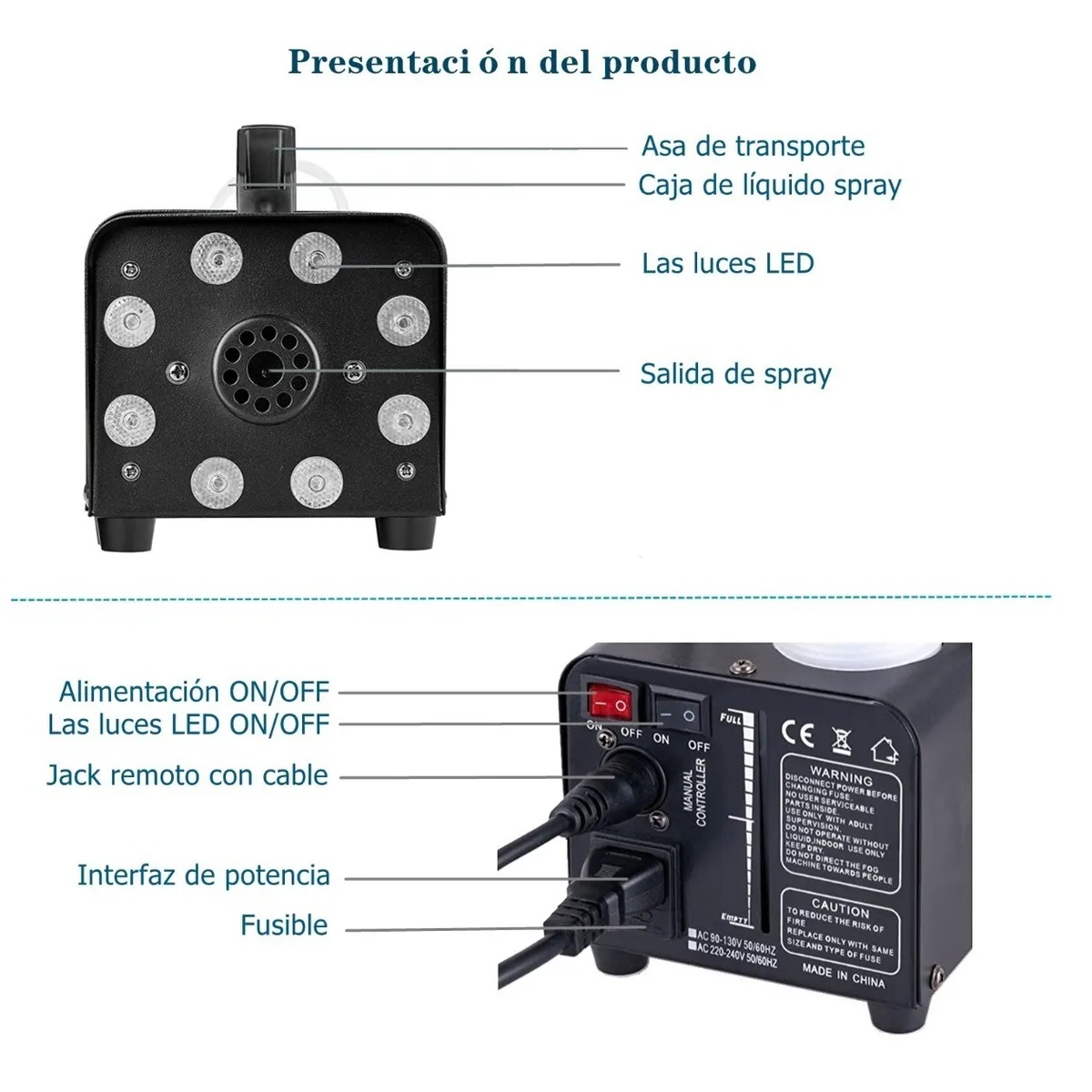 Máquina De Humo Dj 500w Con 8 Luz Led Rgb Efecto De Fuego