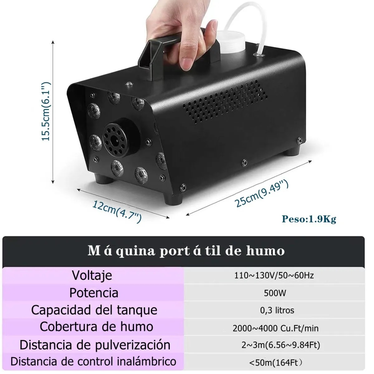 Máquina De Humo Dj 500w Con 8 Luz Led Rgb Efecto De Fuego