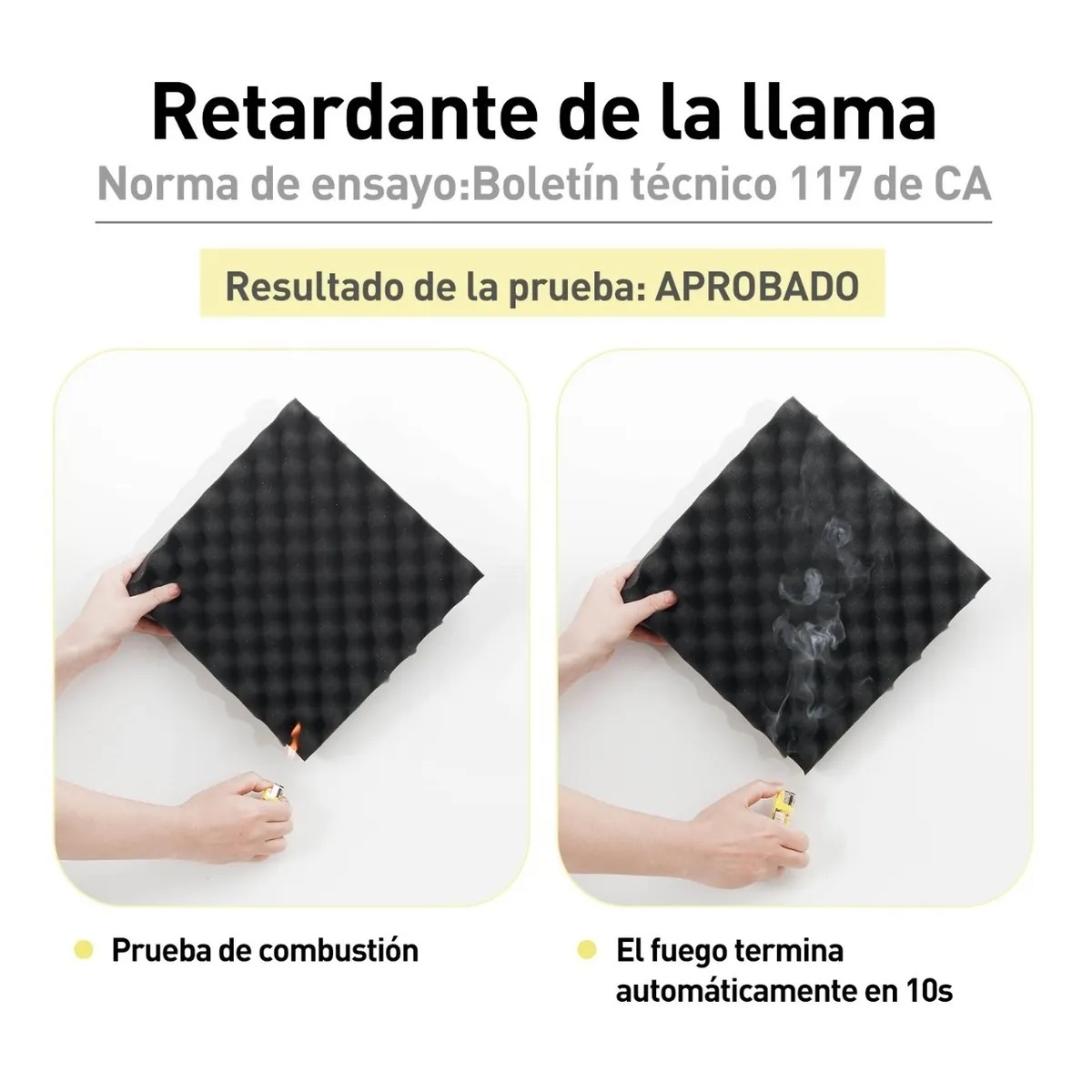 48 Paneles De Espuma Acústica 30x30x3cm Retardador De Llama