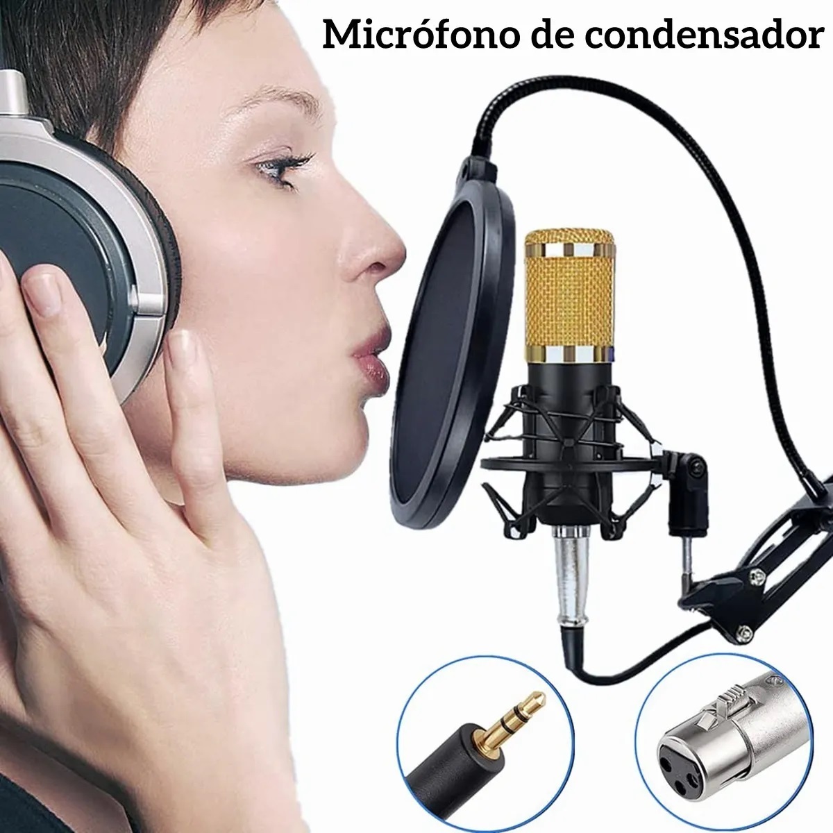 Micrófono De Condensador Bm800 Kit Tarjeta De Sonido V8 Vivo