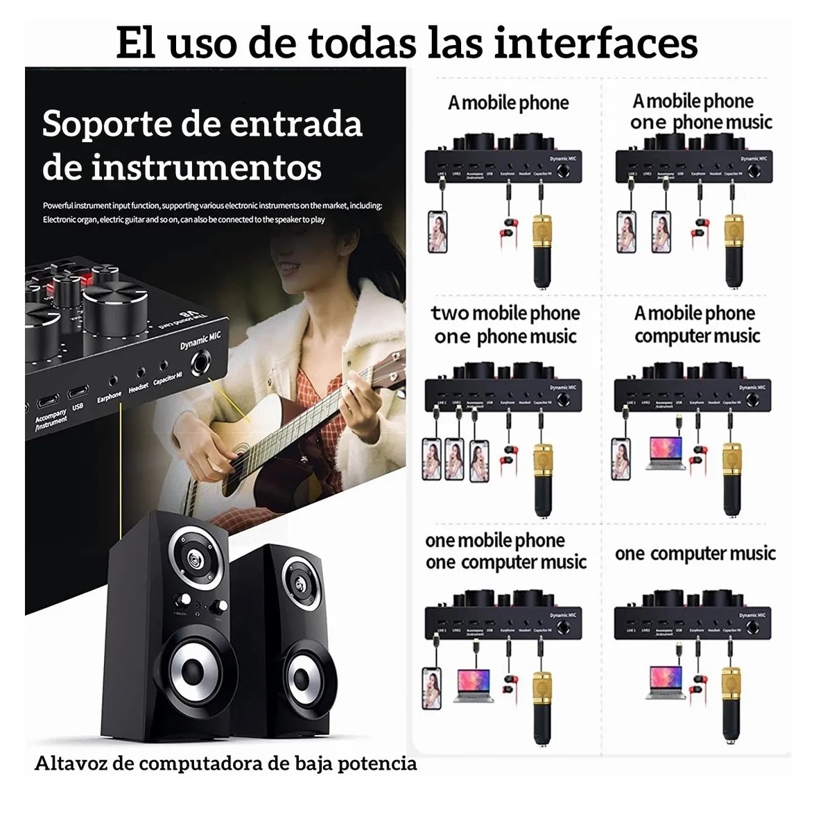 Micrófono De Condensador Bm800 Kit Tarjeta De Sonido V8 Vivo
