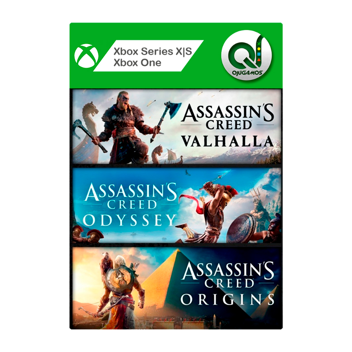 Paquete de Assassins Creed: Assassins Creed Valhalla, Assassins Creed Odyssey y Assassins Creed Origins Codigo Digital