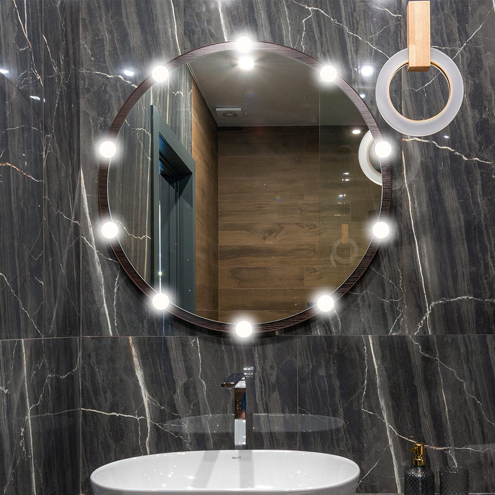 Focos para Espejo, 3 Tipos de Luz, 10 bombillas, Ideal para Maquillaje, Vestidor