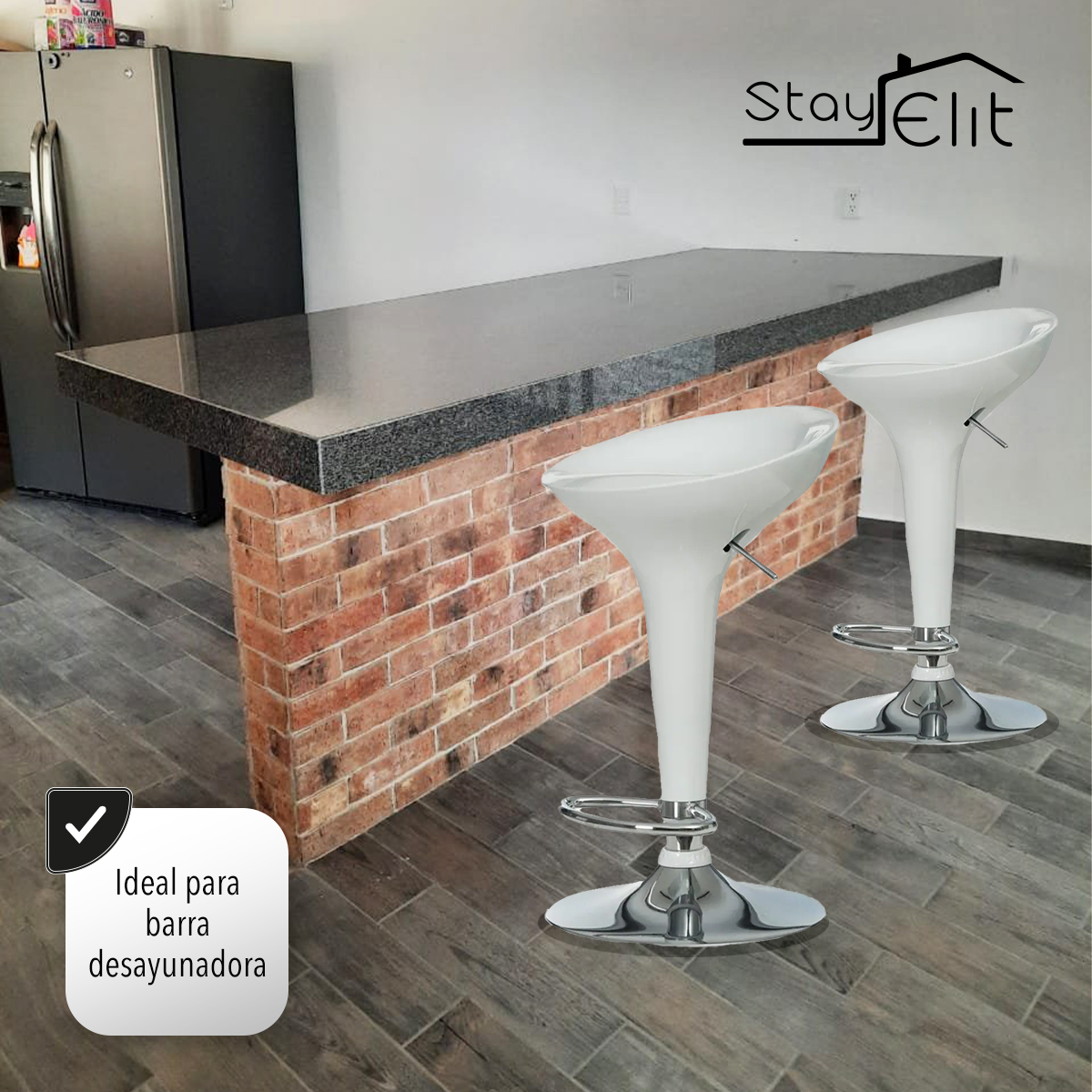 JUEGO SET DE 2 BANCOS DE BARRA DESAYUNADOR ALTURA AJUSTABLE