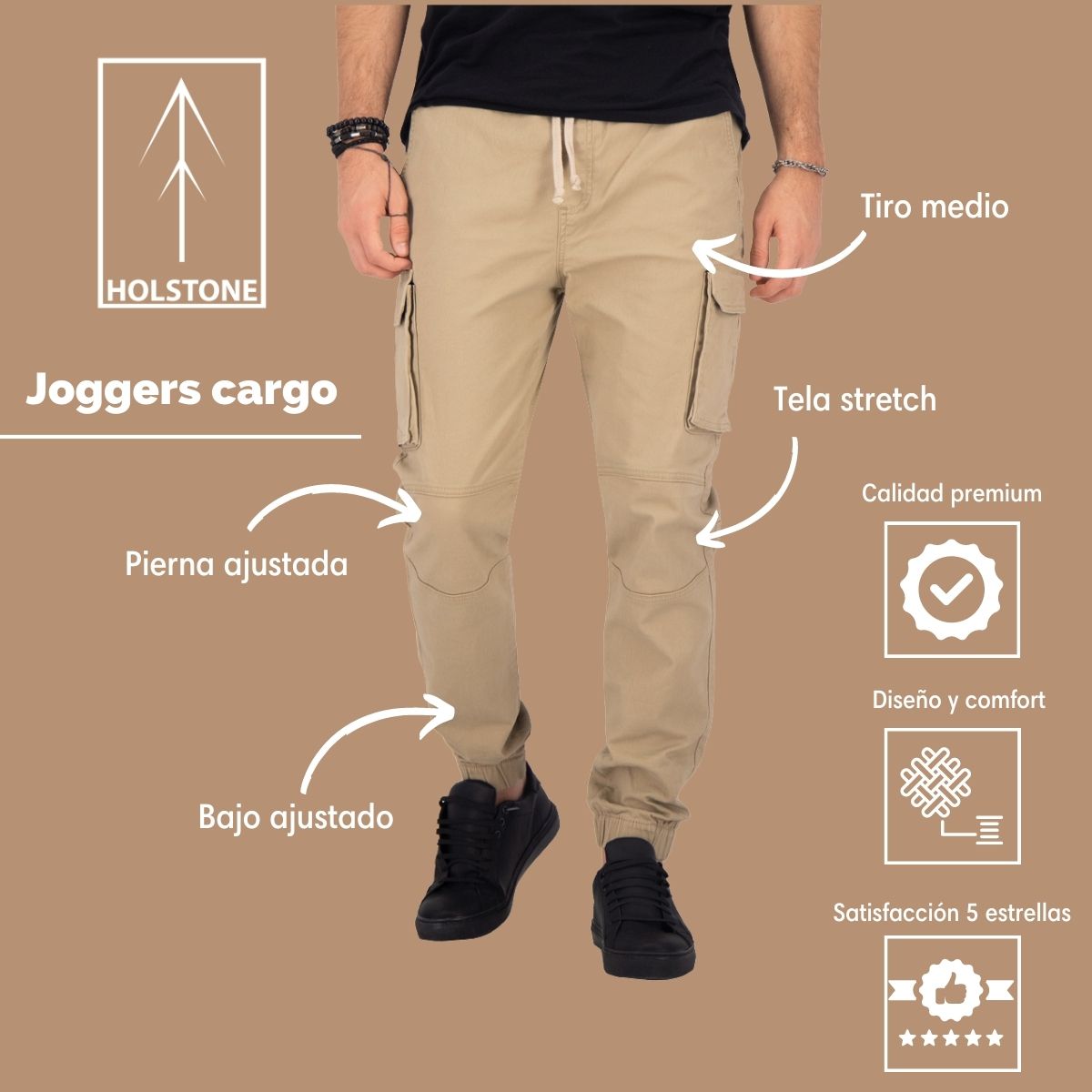 Jogger Cargo de Gabardina Premium - Azul Marino Holstone Hombre