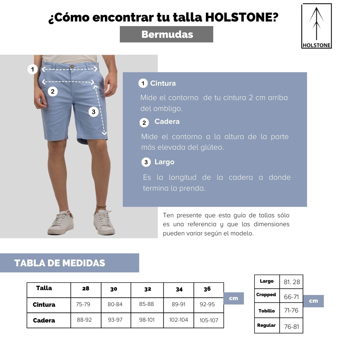 Bermuda de Gabardina Premium - Negro Holstone Hombre