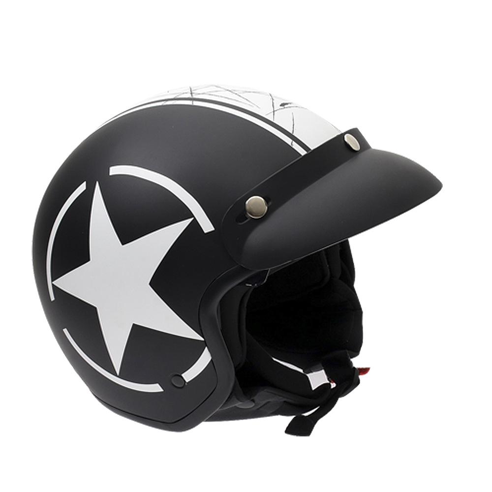 Casco Moto 3/4 ITALIKA certificado DOT Estrella gafas visera desmontable