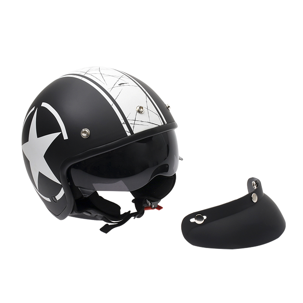 Casco Moto 3/4 ITALIKA certificado DOT Estrella gafas visera desmontable