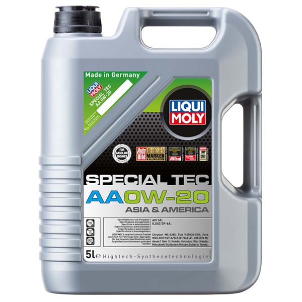 Liqui Moly SPECIALTEC AA 0W20 aceite sintético para autos modernos  asiáticos y americanos, 5 litros.