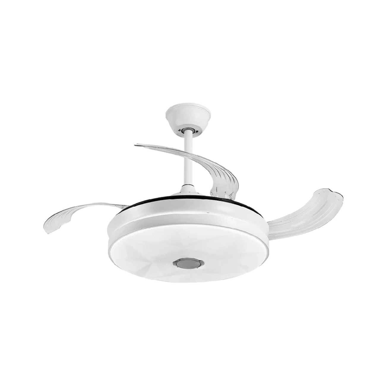 Ventilador de Techo Retráctil Blanco con Bocina Bluetooth e Iluminación LED Megaluz F8911B-42BT