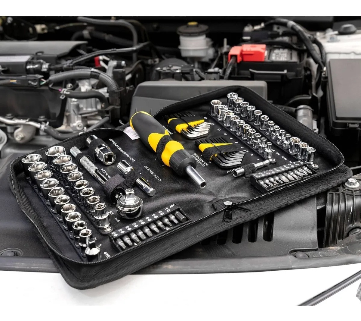 Juego de herramientas kit mecánica dados, desarmador con matraca