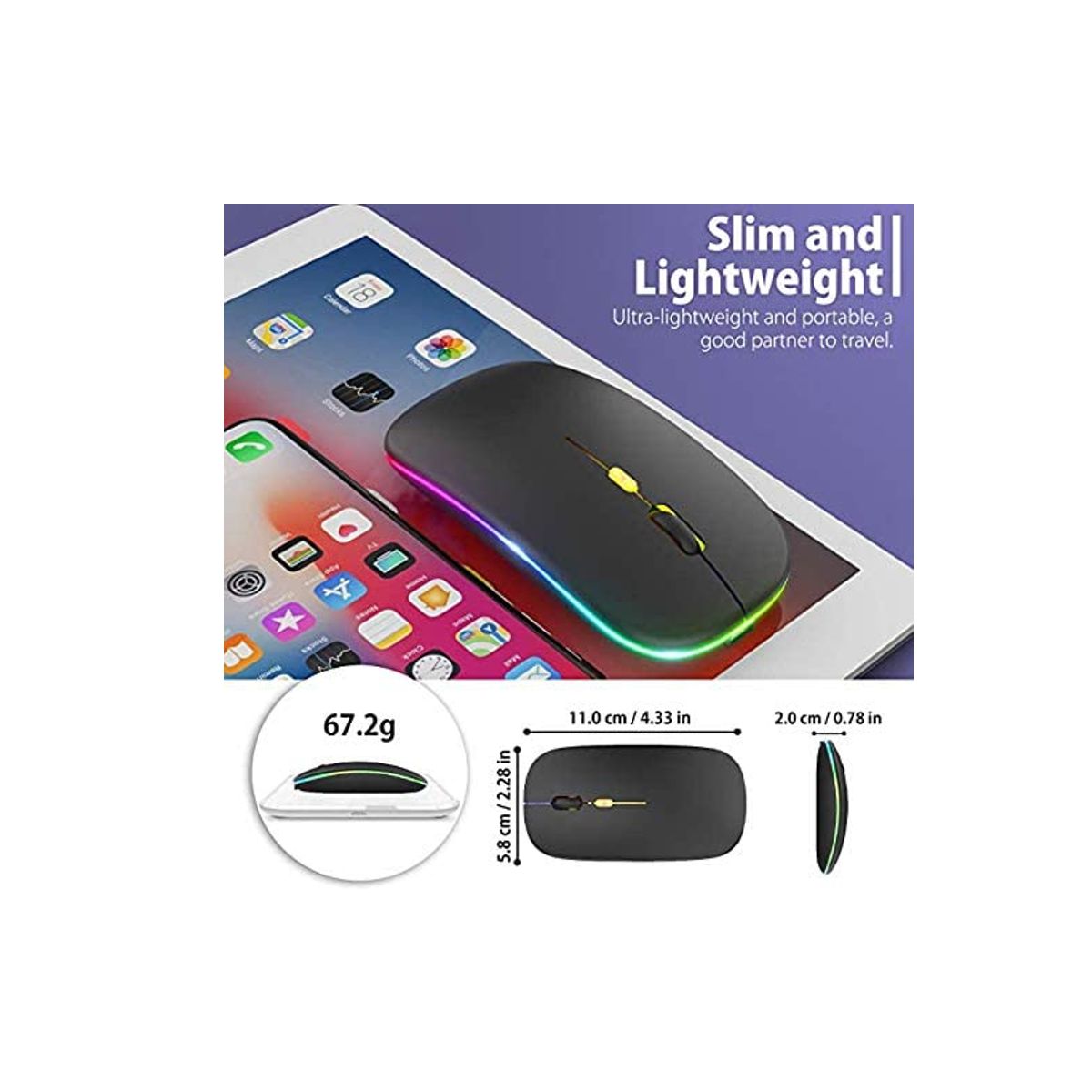 MOUSE INALAMBRICO SLIM, ELEGANTE DISEÑO, ULTRA DELGADO, BLANCO