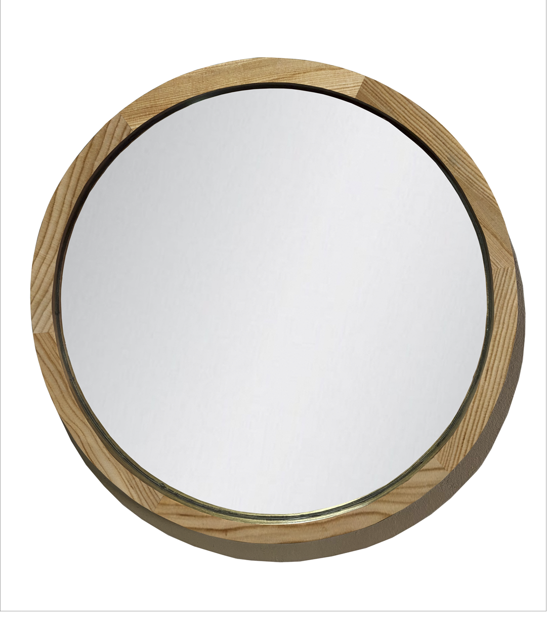 Espejo Redondo Con Marco De Madera Encino 80 cm, Acabado natural