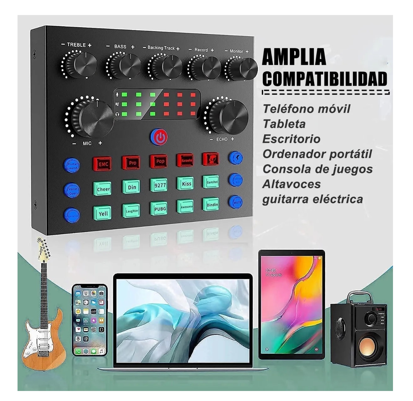 Mezcladora Audio V8s De Audio Con Tarjeta De Sonido Podcas