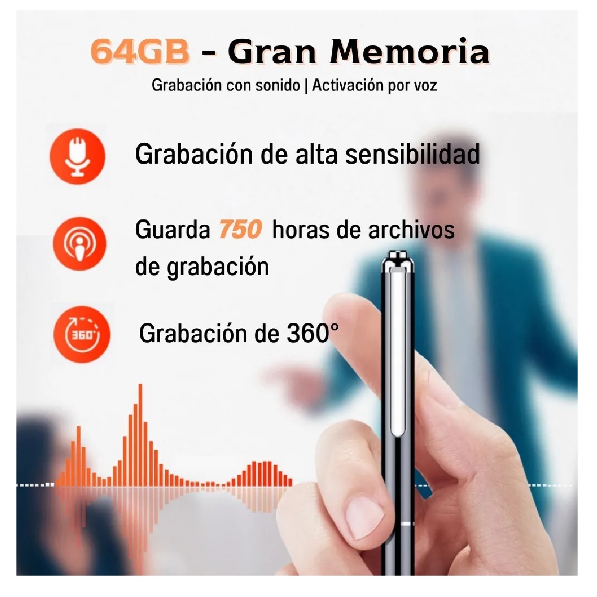 Grabadora De Voz, 64gb Telele Grabadora Pluma De Audio
