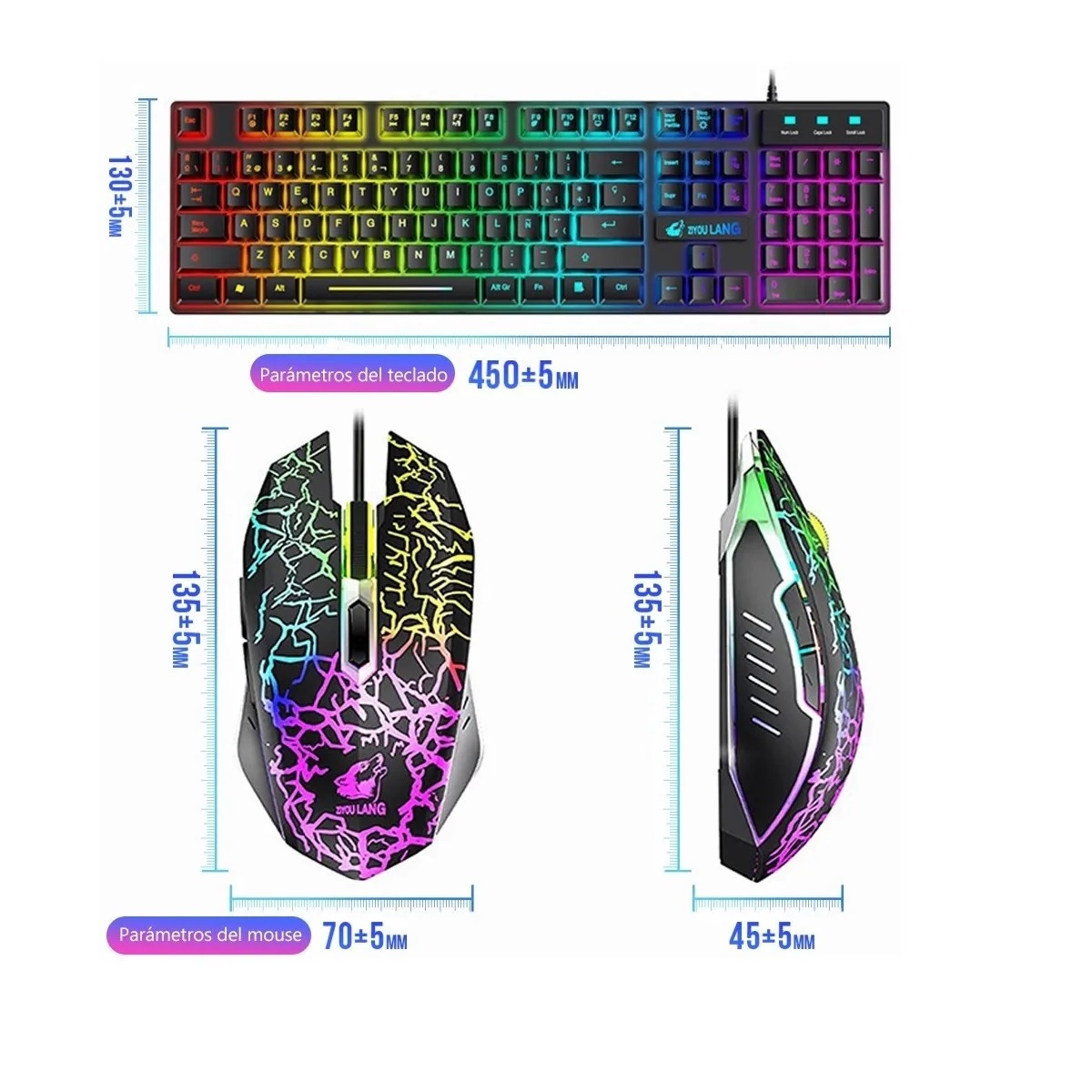 Kit Teclado Mouse Gamer Profesional  Usb Negro