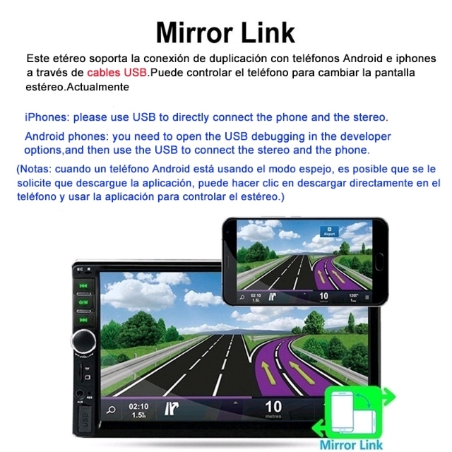 Auto Estereo Mirror Link De 7in, 7018b Con Bluetooth Para Auto, Cámara de reversa gratis.