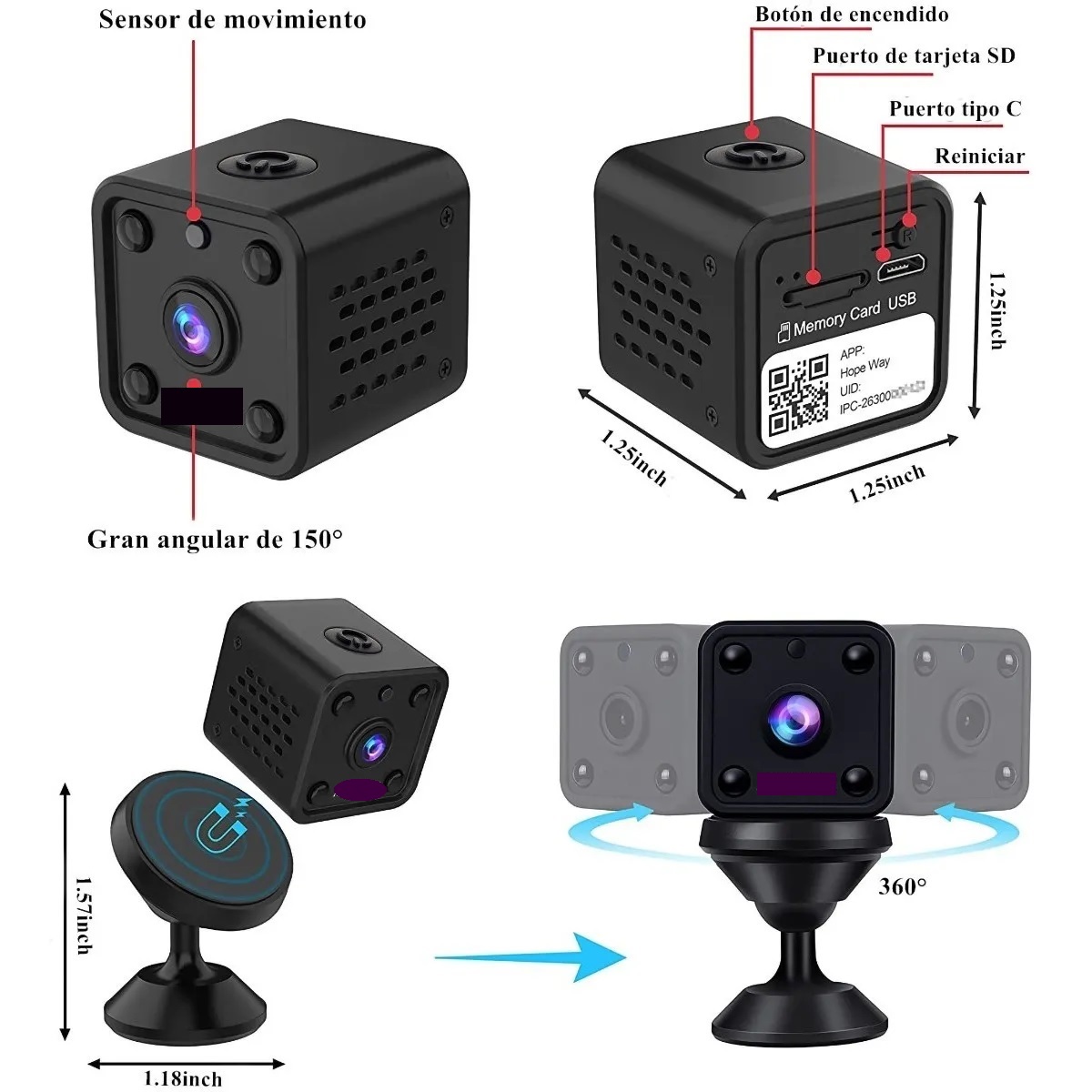 Mini Cámara Espía Wifi Hd 1080p Con Visión Nocturna